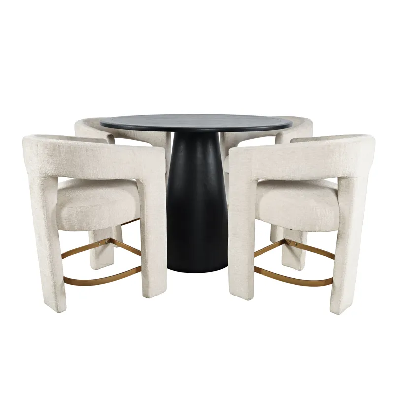 Gwen Luxury Mid-Century Modern Five Piece Counter Height Dining Set With Upholstered Barstools