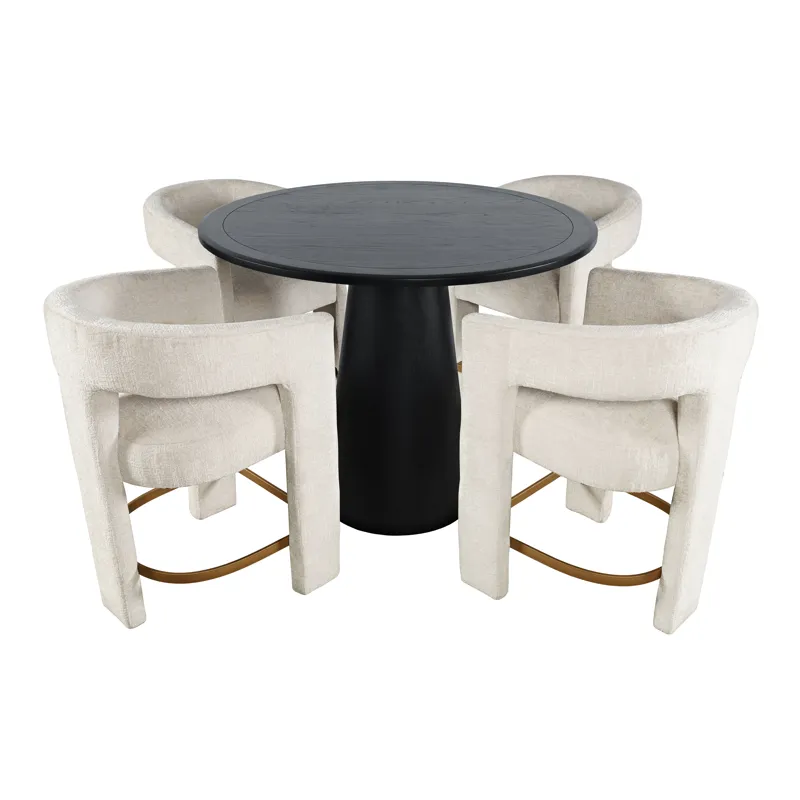 Gwen Luxury Mid-Century Modern Five Piece Counter Height Dining Set With Upholstered Barstools