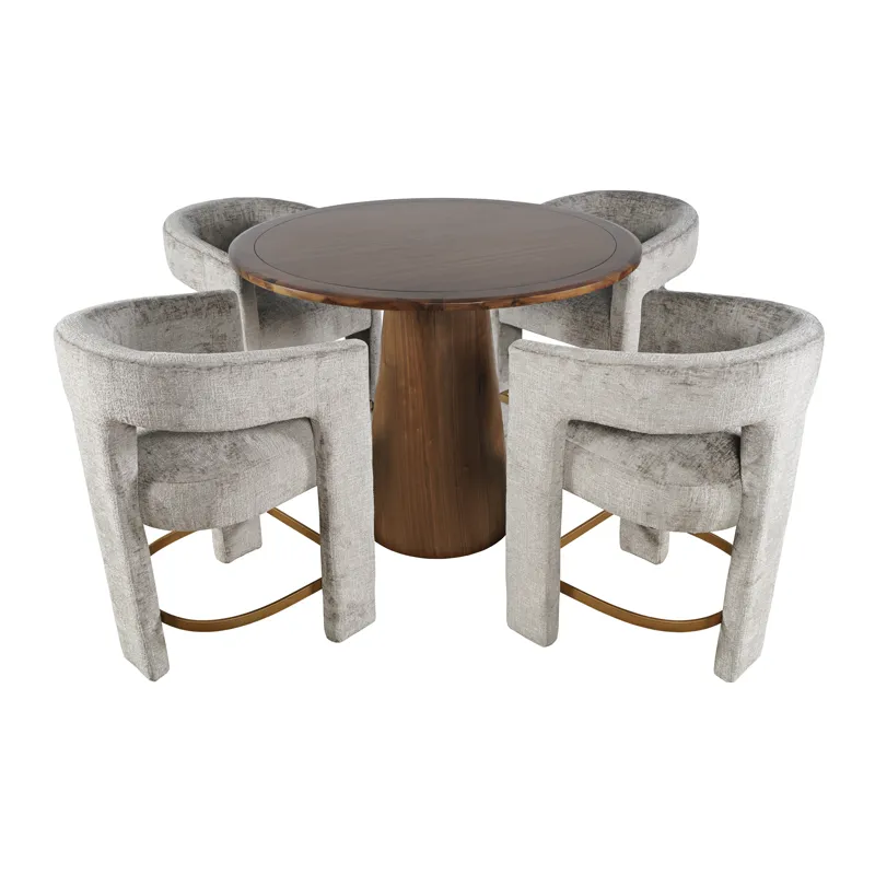 Gwen Luxury Mid-Century Modern Five Piece Counter Height Dining Set With Upholstered Barstools