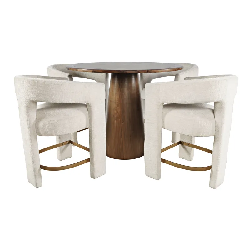 Gwen Luxury Mid-Century Modern Five Piece Counter Height Dining Set With Upholstered Barstools