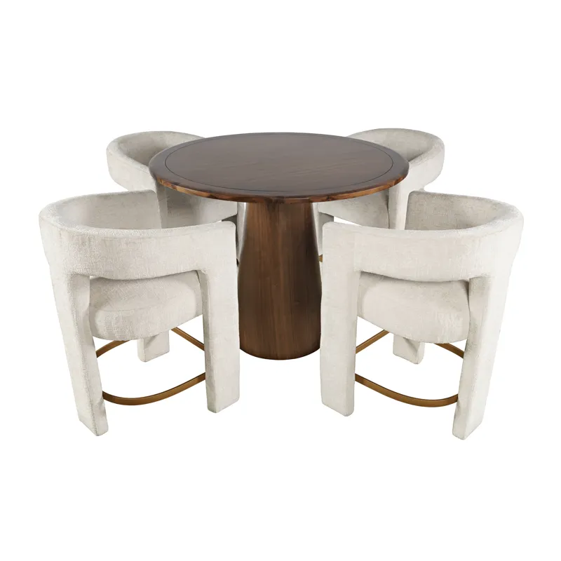 Gwen Luxury Mid-Century Modern Five Piece Counter Height Dining Set With Upholstered Barstools