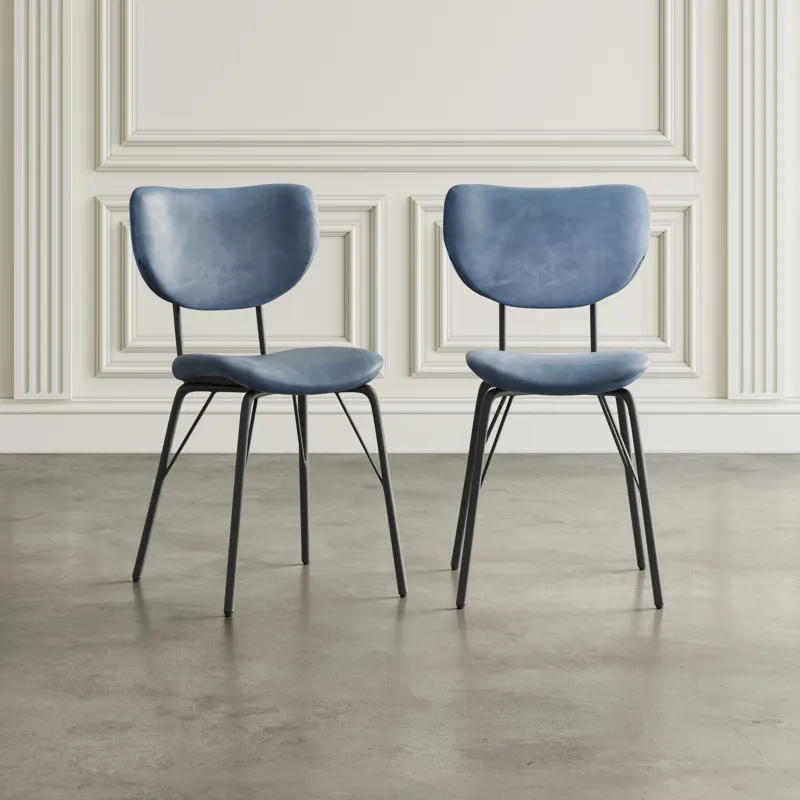 Owen Contemporary Modern Faux Leather Split-Back Upholstered Dining Chair(Set Of 2)