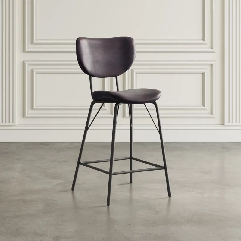 Owen Contemporary Modern Faux Leather Split-Back Upholstered Counter Height Barstool(Set Of 2)