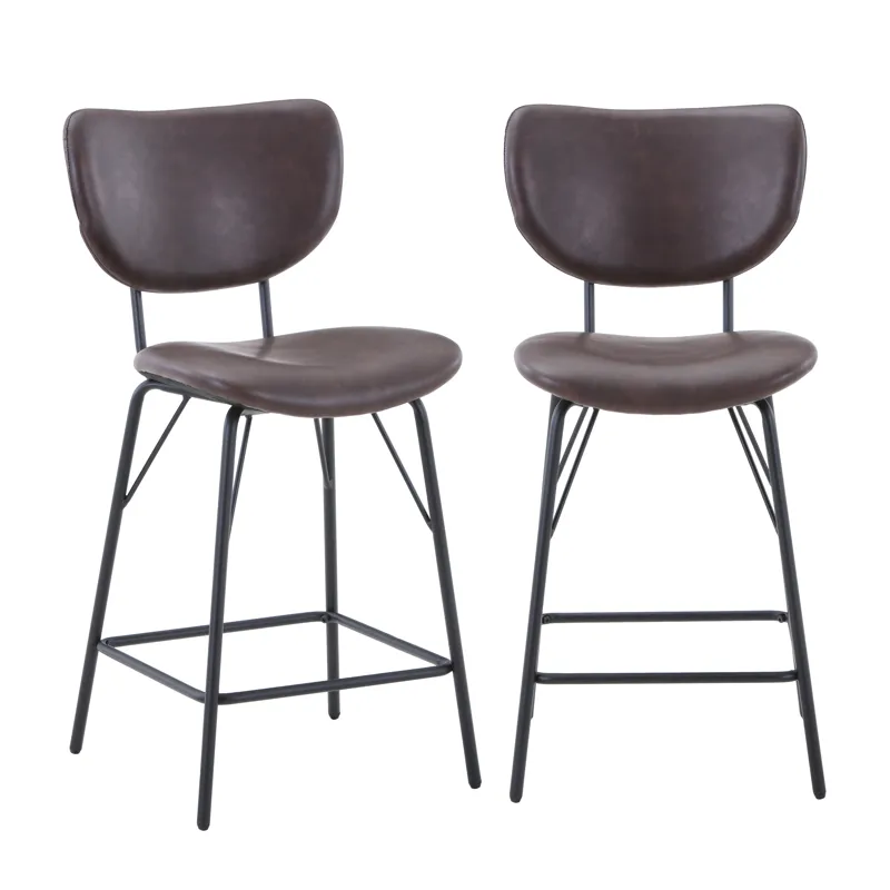 Owen Contemporary Modern Faux Leather Split-Back Upholstered Counter Height Barstool(Set Of 2)