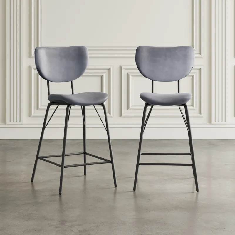 Owen Contemporary Modern Faux Leather Split-Back Upholstered Counter Height Barstool(Set Of 2)