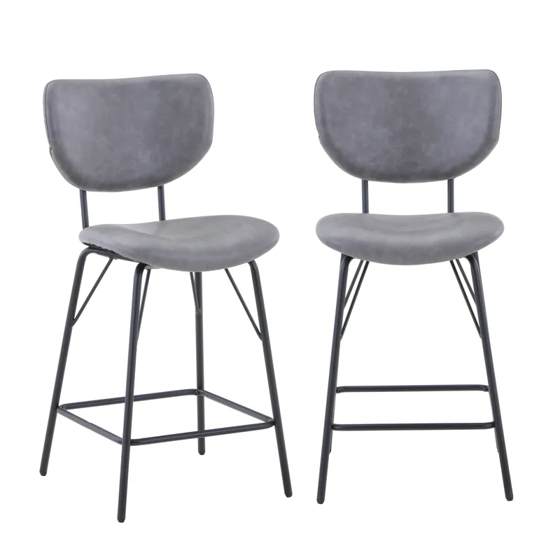 Owen Contemporary Modern Faux Leather Split-Back Upholstered Counter Height Barstool(Set Of 2)