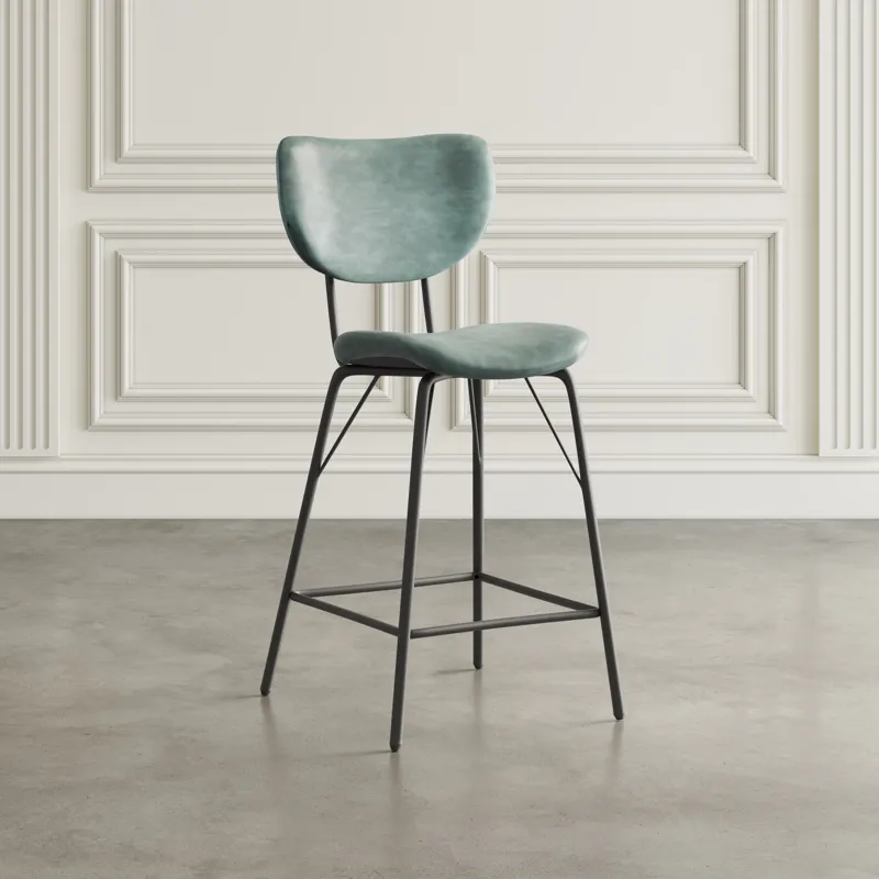 Owen Contemporary Modern Faux Leather Split-Back Upholstered Counter Height Barstool(Set Of 2)