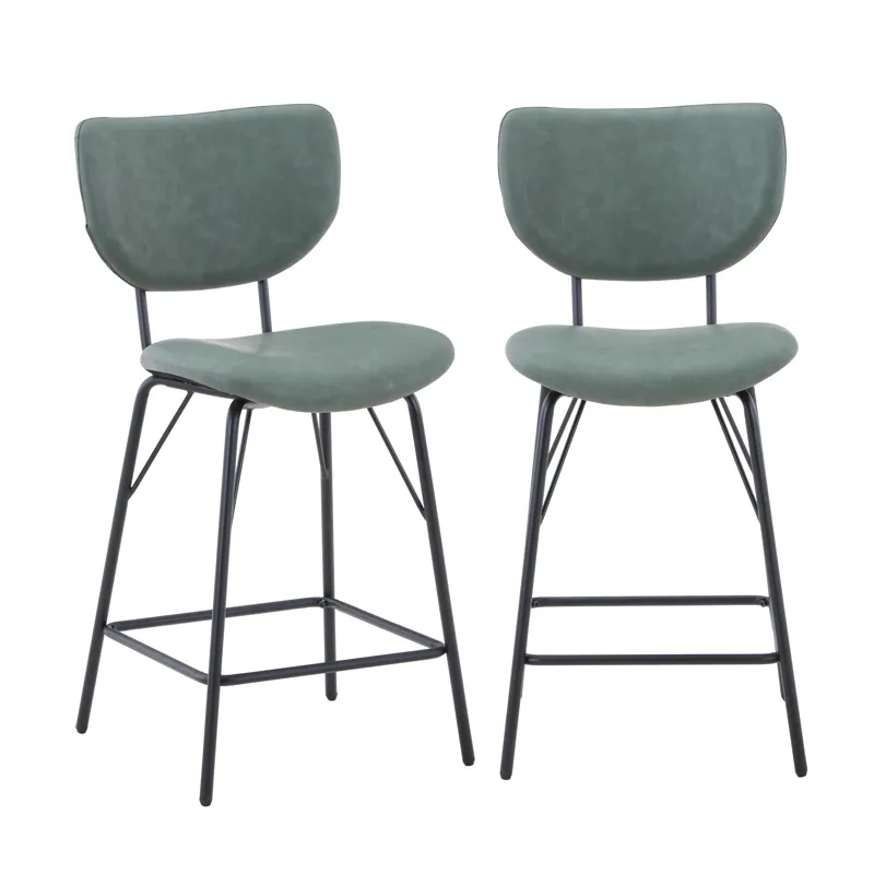 Owen Contemporary Modern Faux Leather Split-Back Upholstered Counter Height Barstool(Set Of 2)