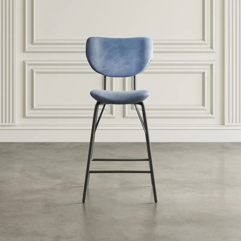 Owen Contemporary Modern Faux Leather Split-Back Upholstered Counter Height Barstool(Set Of 2)