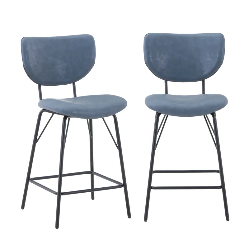 Owen Contemporary Modern Faux Leather Split-Back Upholstered Counter Height Barstool(Set Of 2)