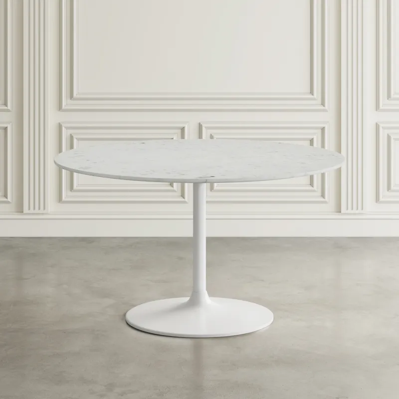 Rowan 42\" Modern Luxury Pedestal Round Marble Dining Table