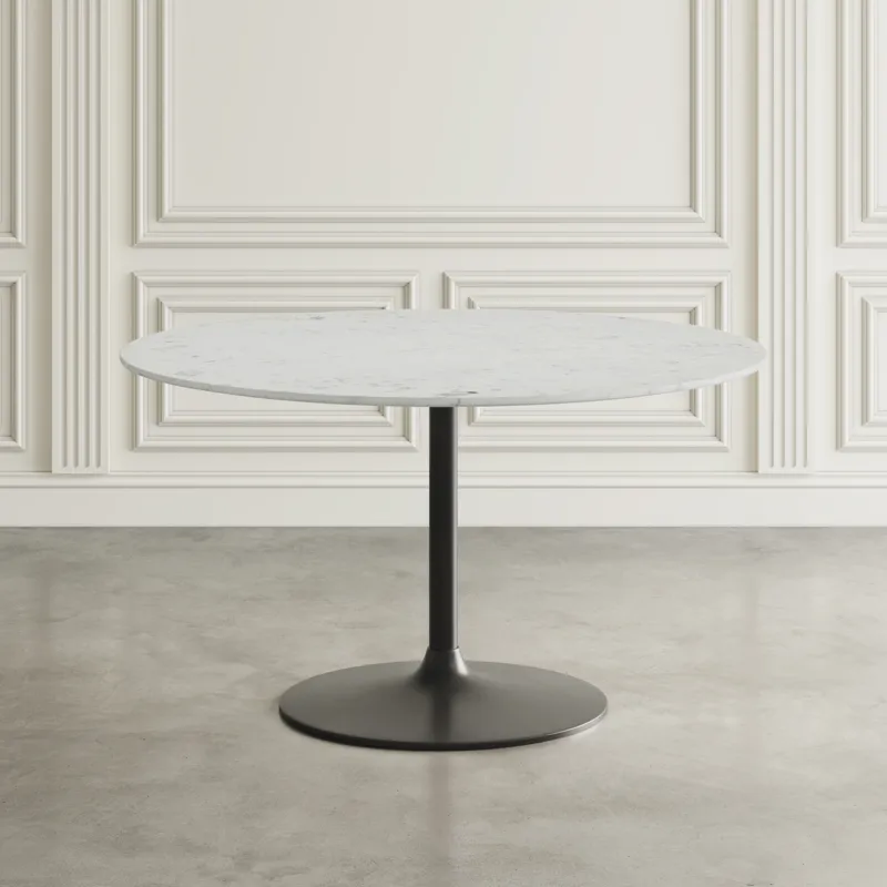 Rowan 54\" Modern Luxury Pedestal Round Marble Dining Table