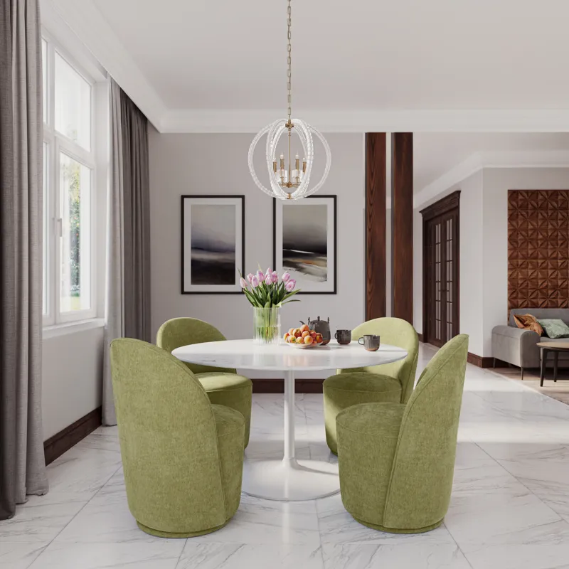 Rowan 54\" Modern Luxury Pedestal Round Marble Dining Table