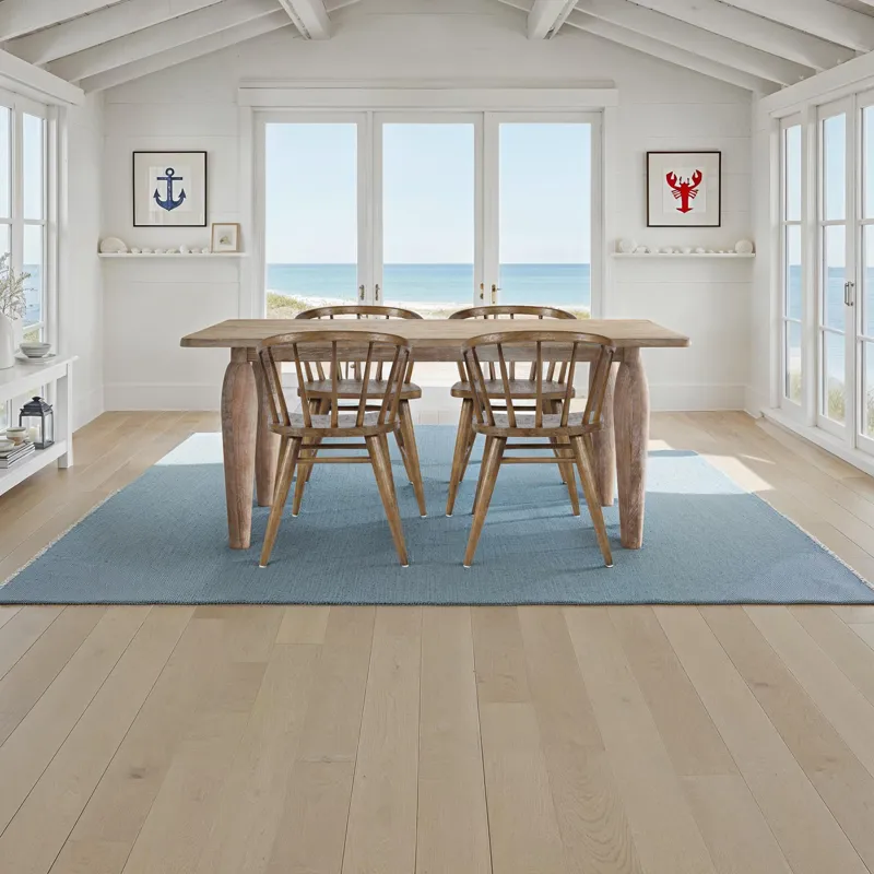 Spader Coastal Modern 5-Piece Dining Set With Solid Wood Table And Spindle Back Chairs