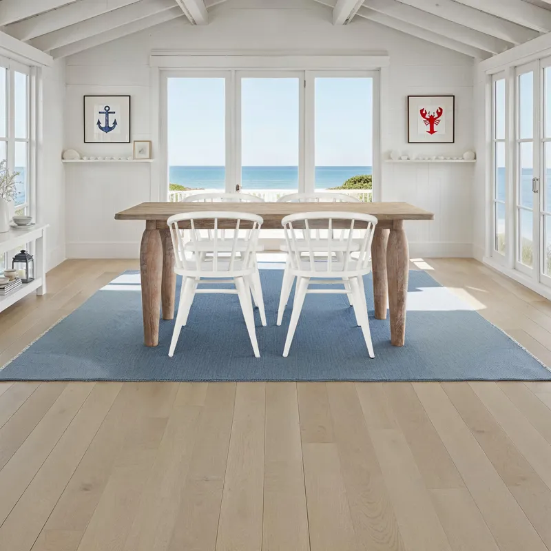 Spader Coastal Modern 5-Piece Dining Set With Solid Wood Table And Spindle Back Chairs