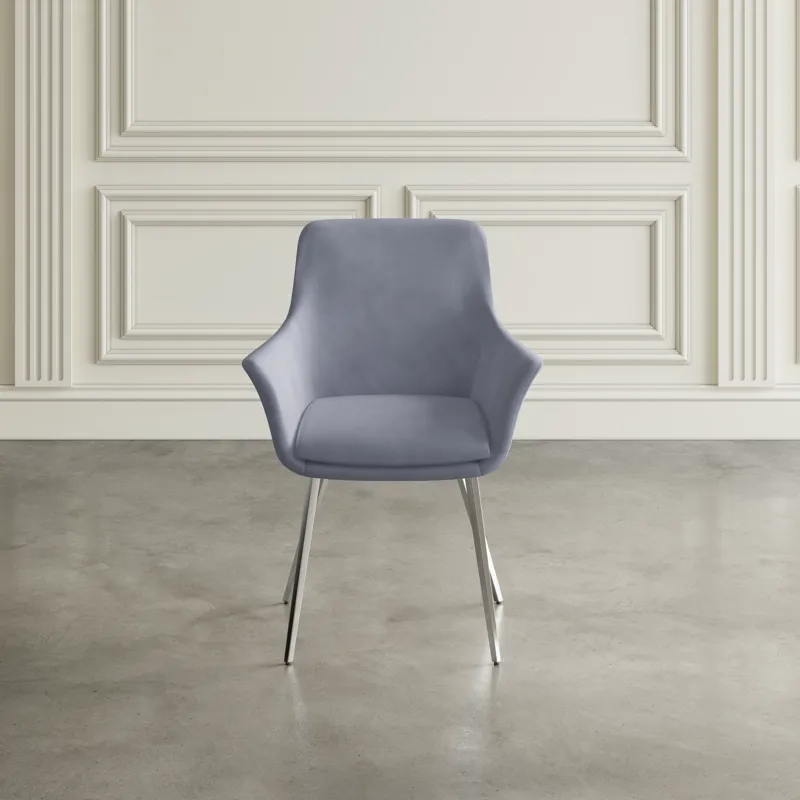 Stella Contemporary Modern Upholstered Platinum Dining Chair With Chrome Legs(Set Of 2)