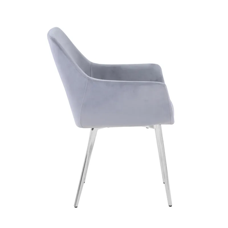 Stella Contemporary Modern Upholstered Platinum Dining Chair With Chrome Legs(Set Of 2)