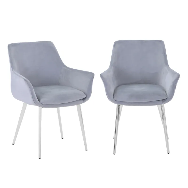 Stella Contemporary Modern Upholstered Platinum Dining Chair With Chrome Legs(Set Of 2)