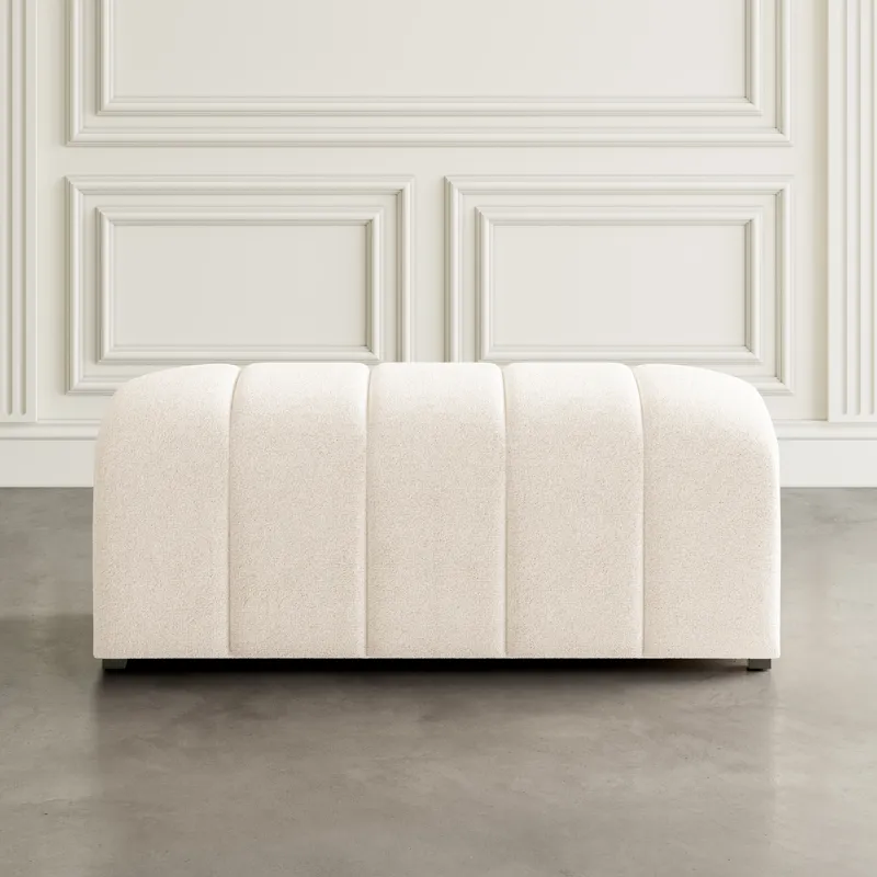 Tess Contemporary Modern Ivory Boucle Upholstered Plush Bench