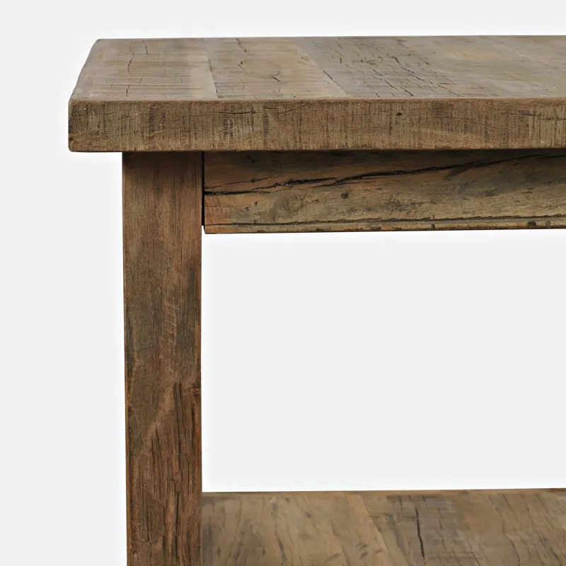 Reclamation Rustic Reclaimed Solid Wood Square End Table With Storage Shelf