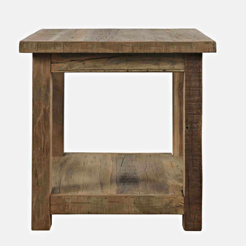 Reclamation Rustic Reclaimed Solid Wood Square End Table With Storage Shelf