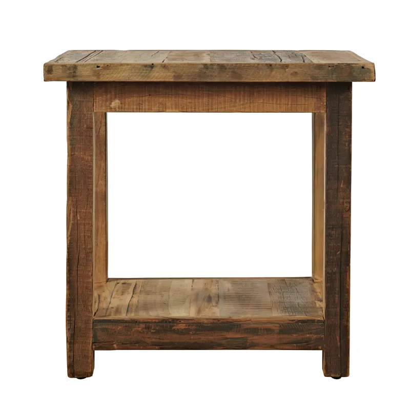 Reclamation Rustic Reclaimed Solid Wood Chairside End Table With Storage Shelf