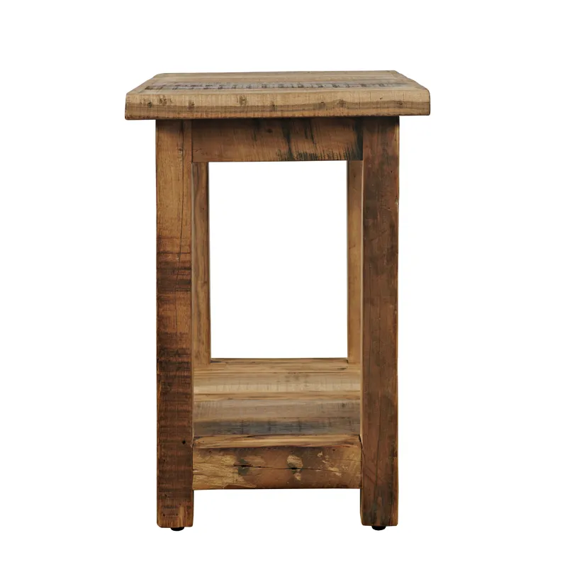 Reclamation Rustic Reclaimed Solid Wood Chairside End Table With Storage Shelf