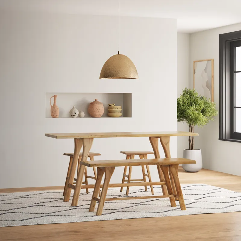 Sedona 79\" Live Edge Rustic Solid Wood Counter Height Trestle Dining Table