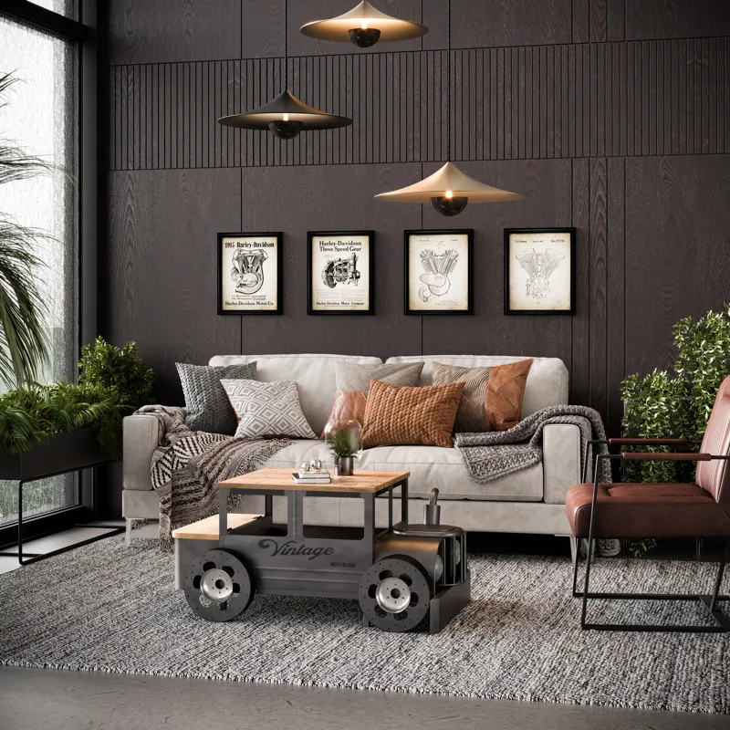 Glory Days Roadie 41\" Vintage Truck Solid Wood And Metal Unique Coffee Table With Storage