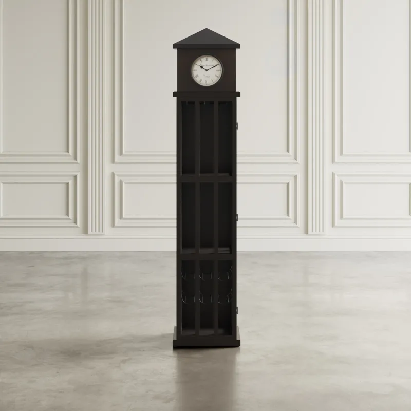 Glory Days Watchtower Vintage Clock Lounge Bar Cabinet With Wine Rack And Storage