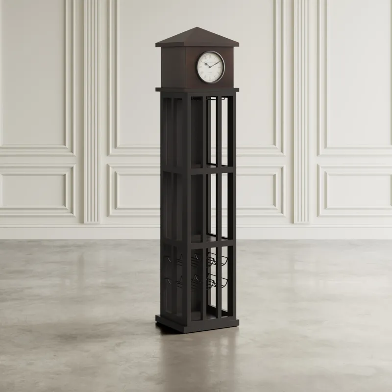 Glory Days Watchtower Vintage Clock Lounge Bar Cabinet With Wine Rack And Storage