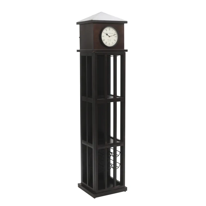 Glory Days Watchtower Vintage Clock Lounge Bar Cabinet With Wine Rack And Storage
