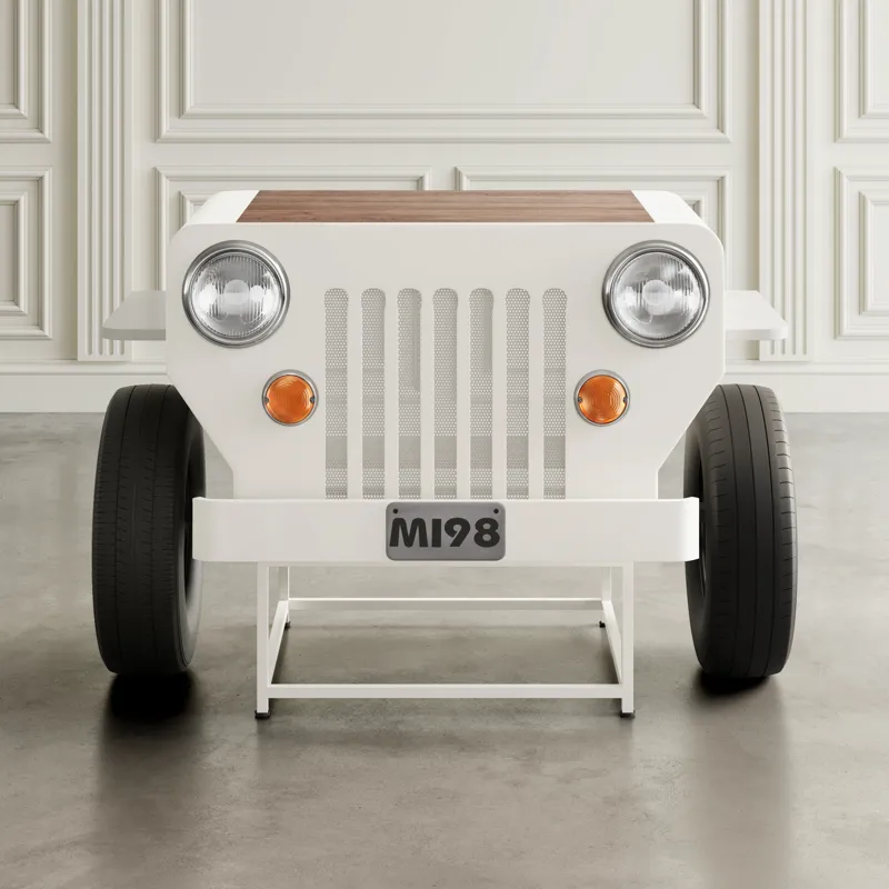 Glory Days Weekender Vintage Military Vehicle Console Table Lounge Home Bar With Wine Rack