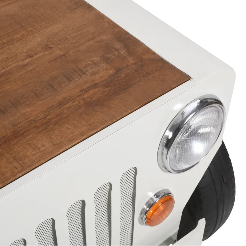 Glory Days Weekender Vintage Military Vehicle Console Table Lounge Home Bar With Wine Rack