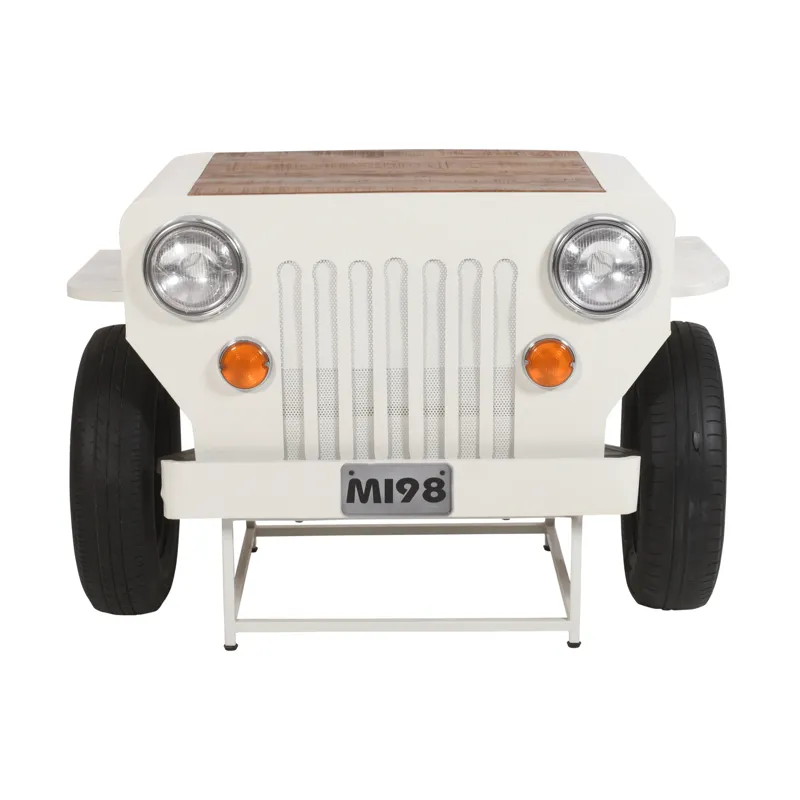 Glory Days Weekender Vintage Military Vehicle Console Table Lounge Home Bar With Wine Rack