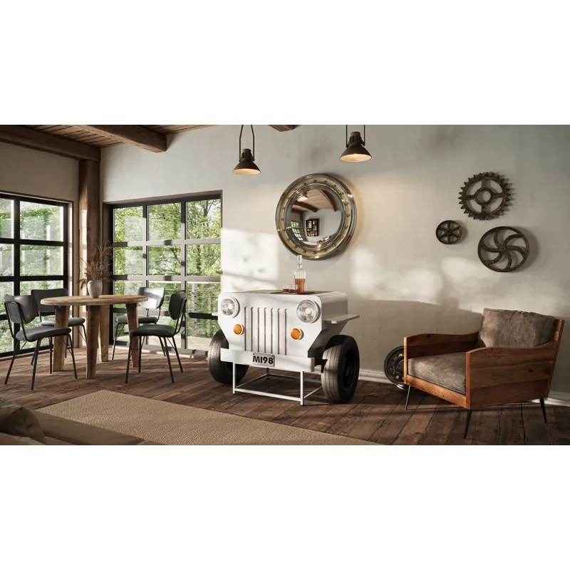 Glory Days Weekender Vintage Military Vehicle Console Table Lounge Home Bar With Wine Rack