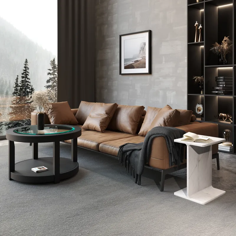 Enzo Luxury Genuine Solid Marble Icon End Table