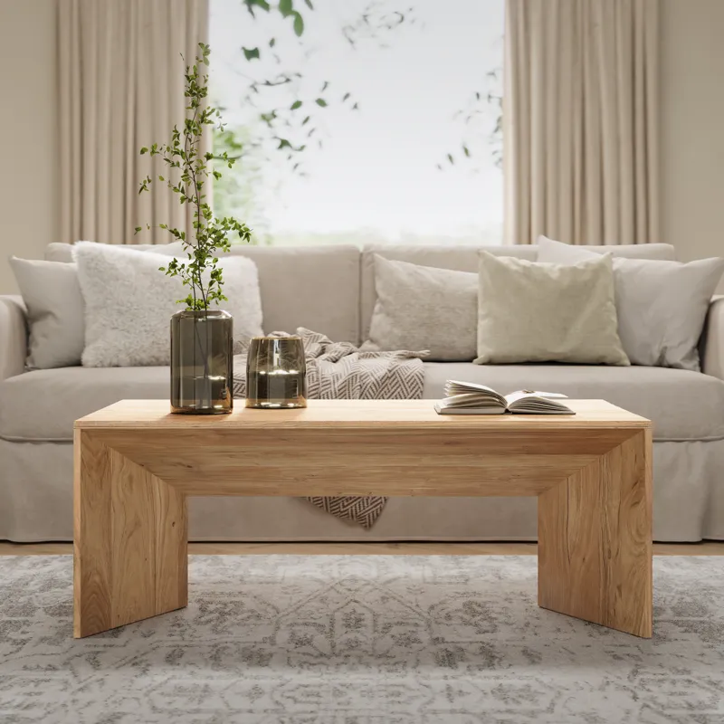 Lux Solid Wood 48\" Modern Angled Coffee Table