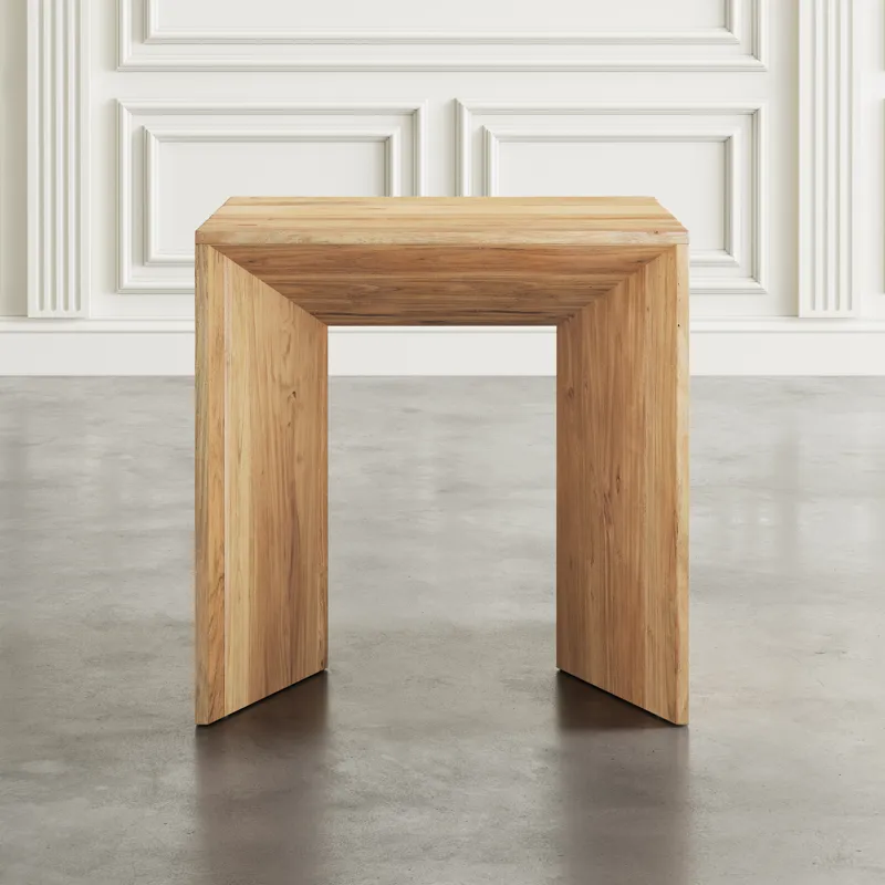Lux Solid Wood Modern Angled End Table