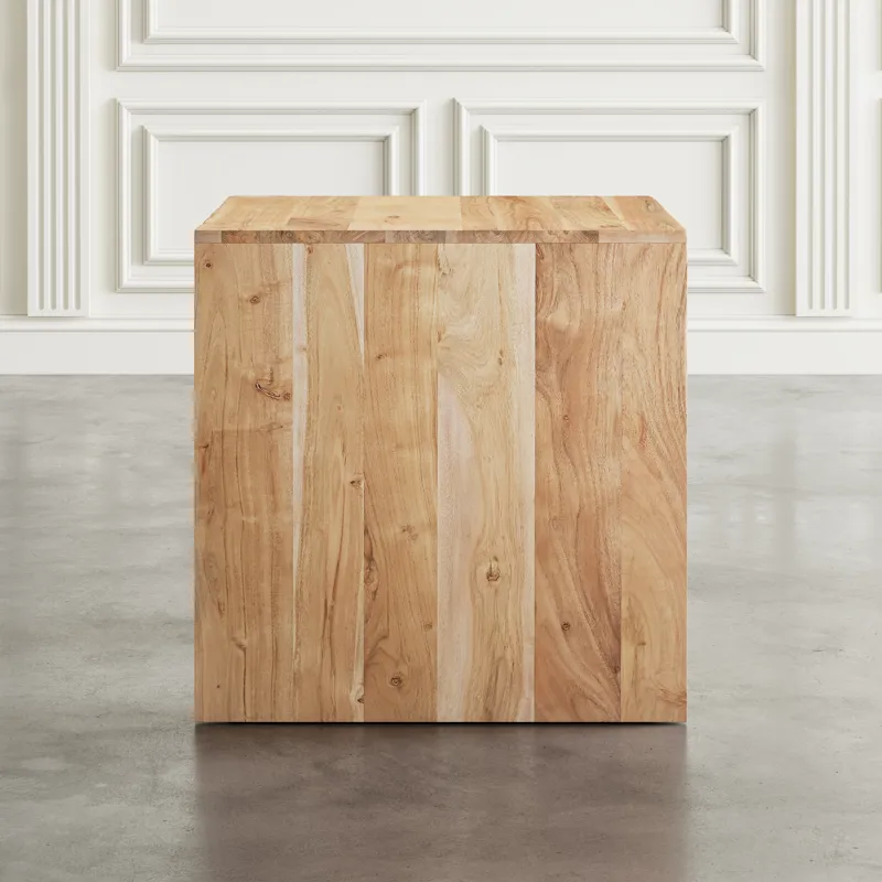 Lux Solid Wood Modern Angled End Table