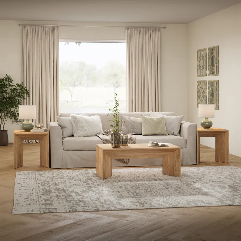 Lux Solid Wood Modern Angled End Table