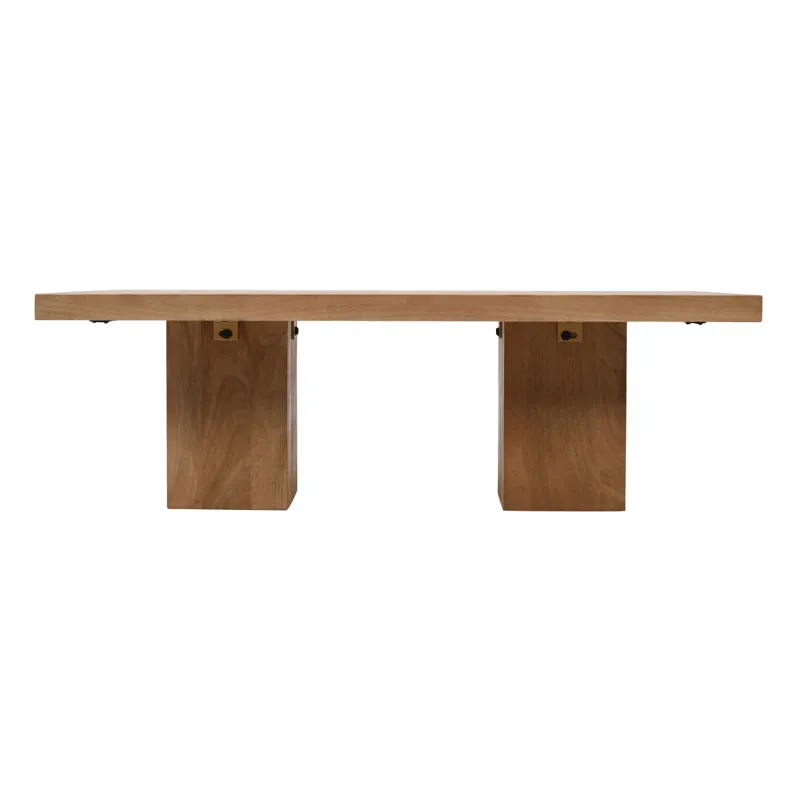Sequoia Modern Rustic 54\" Solid Wood Double Pedestal Coffee Table With Butterfly Joint Inlay Revise