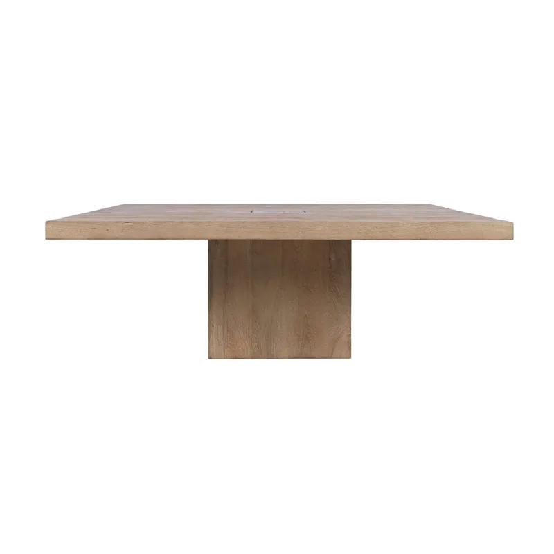 Sequoia 60" Square Rustic Modern Solid Wood Butcher Block Pedestal Dining Table With Butterfly Joint Inlay