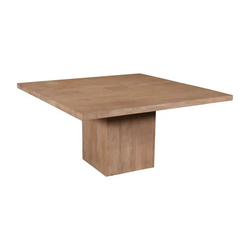 Sequoia 60" Square Rustic Modern Solid Wood Butcher Block Pedestal Dining Table With Butterfly Joint Inlay