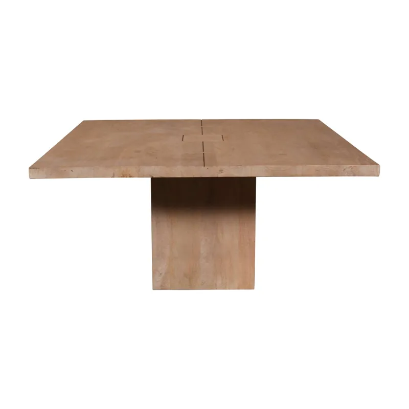 Sequoia 60" Square Rustic Modern Solid Wood Butcher Block Pedestal Dining Table With Butterfly Joint Inlay