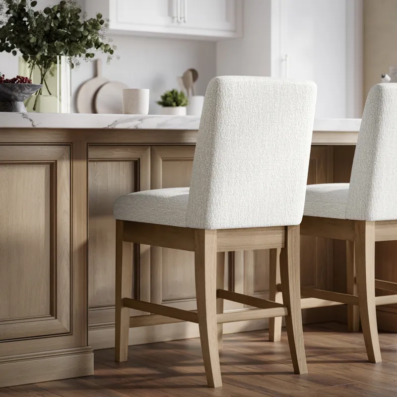 Sequoia Modern Rustic Solid Wood Upholstered Parsons Counter Stool(Set Of 2)