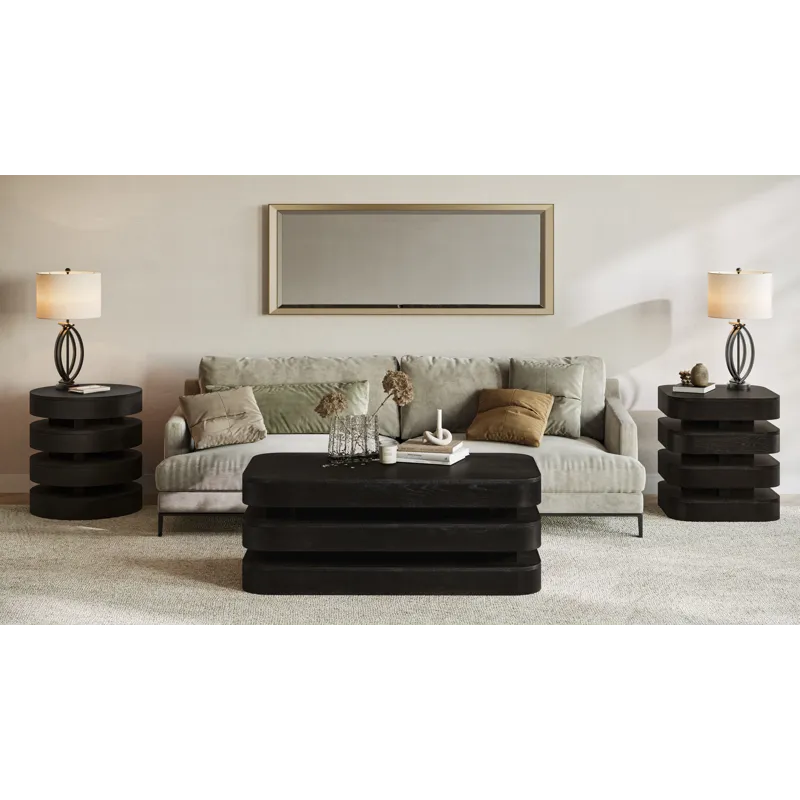 Brix Mid-Century Modern Floating Sculpture Layered Square End Table