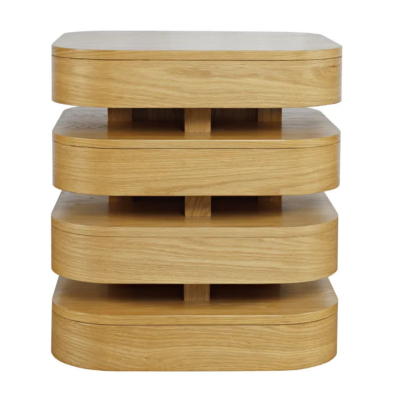 Brix Mid-Century Modern Floating Sculpture Layered Square End Table