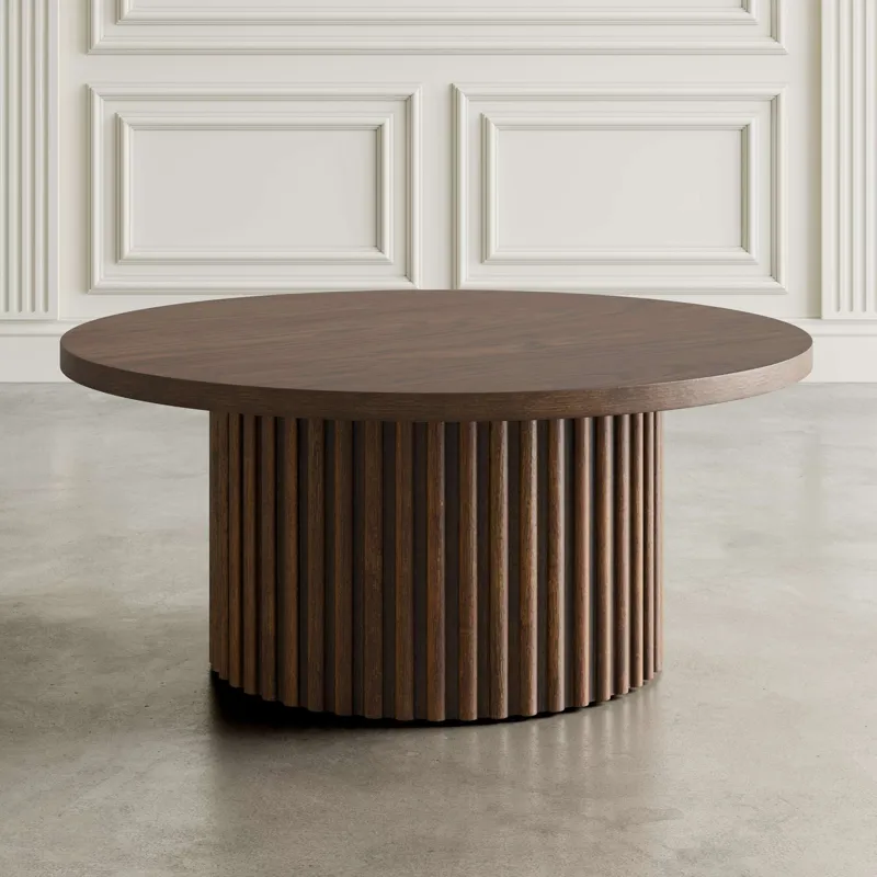 Auden Three Piece Mid-Century Modern Fluted Living Room Coffee And End Table Set