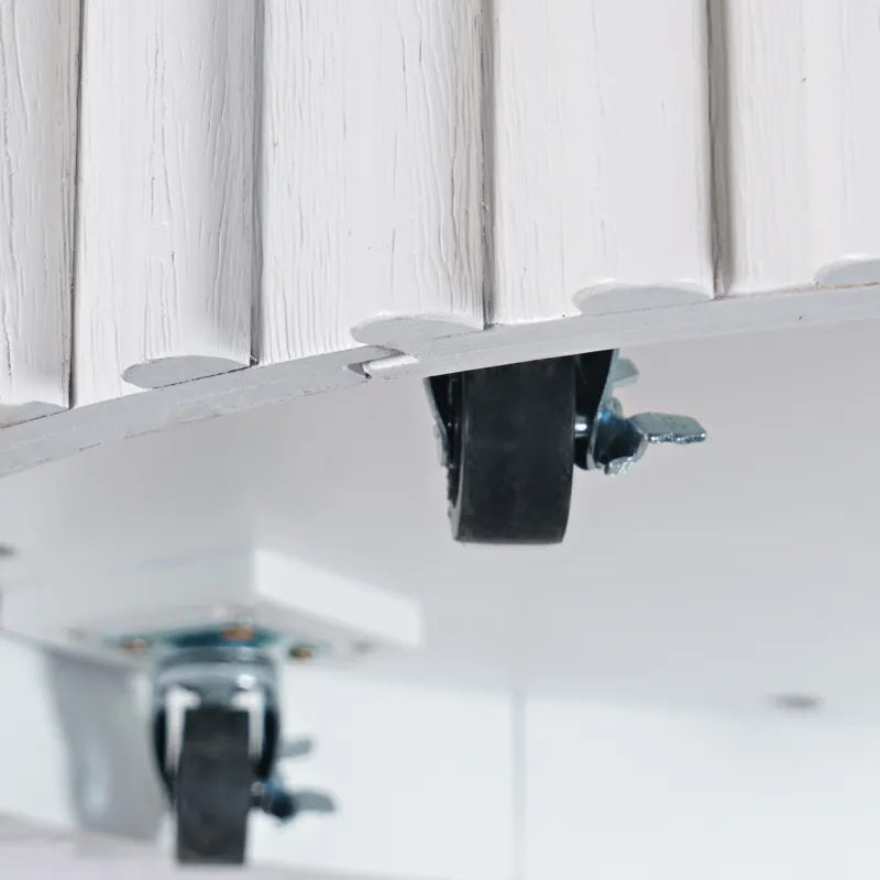 Auden 40\" Round Mid-Century Modern Fluted Pedestal Base Coffee Table With Caster Wheels